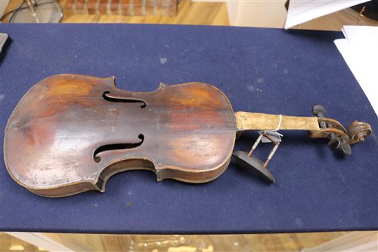 Two 19th century violins largest overall 59cm